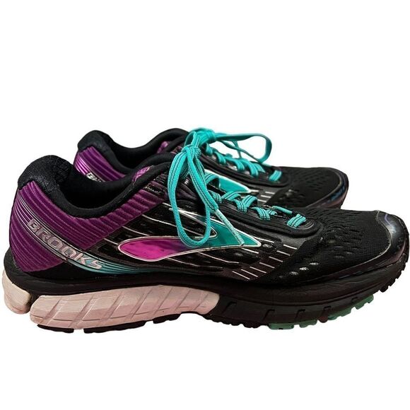 Brooks Women's Ghost 9 Running Shoes Sneakers Black Purple Teal US 8 - Picture 3 of 12